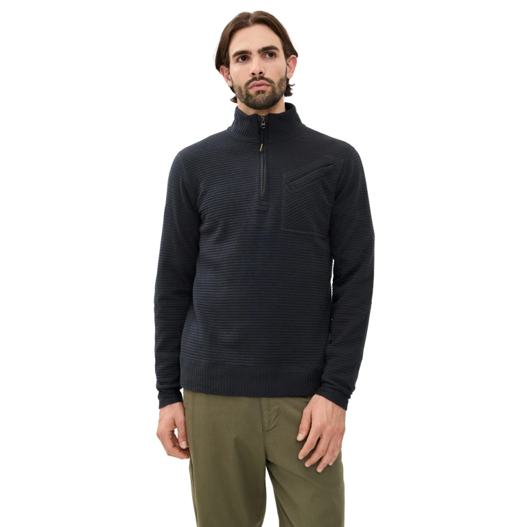 Billy Reid Quilted Half Zip Sweatshirt Dark Navy M