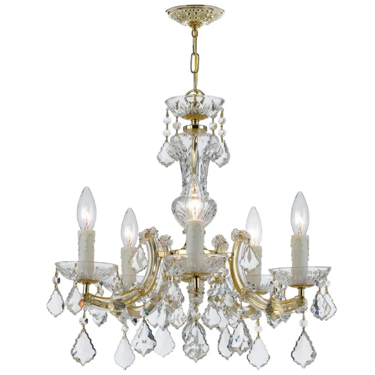 Maria Theresa 5-Light 19" Mini Chandelier in Gold with Clear Hand Cut Crystals