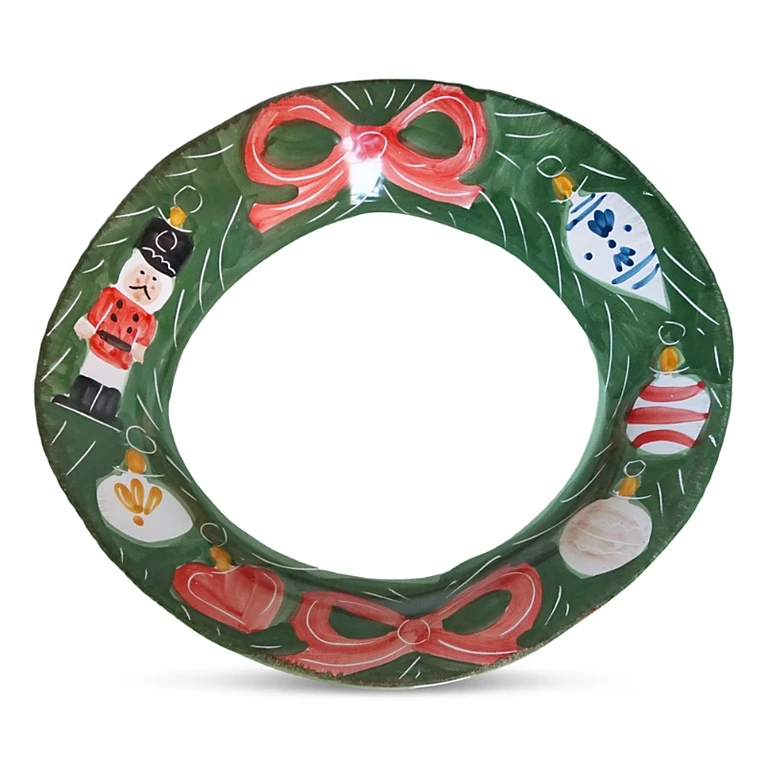 La Gabbianella Natale Round Serving Platter, Ornaments