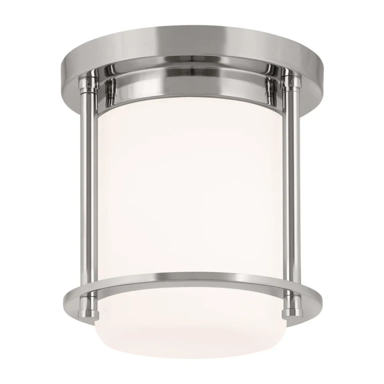 Polished Nickel One Light Flush Mount from the Brit Collection