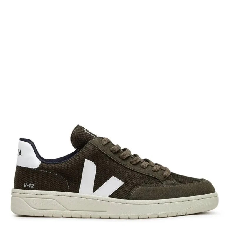 Veja V-12 Vegan B-Mesh Olive White Sneakers
