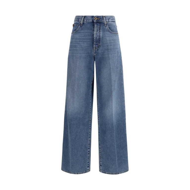 High-Waisted Palazzo Fit Wide Leg Jeans in Cotton Denim (JDMQ0039002T811A200F)