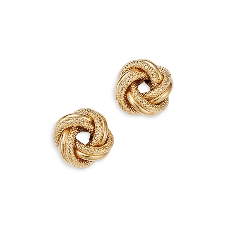 Love Knot Stud Earrings in 14K Yellow Gold
