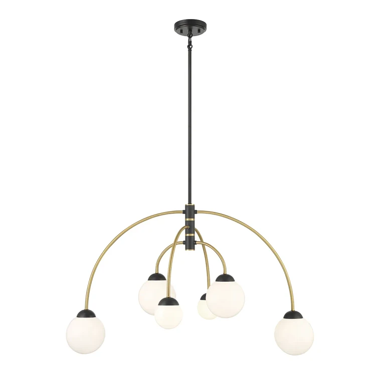 Trade Winds Candice 6-Light Chandelier in Matte Black with Natural Brass