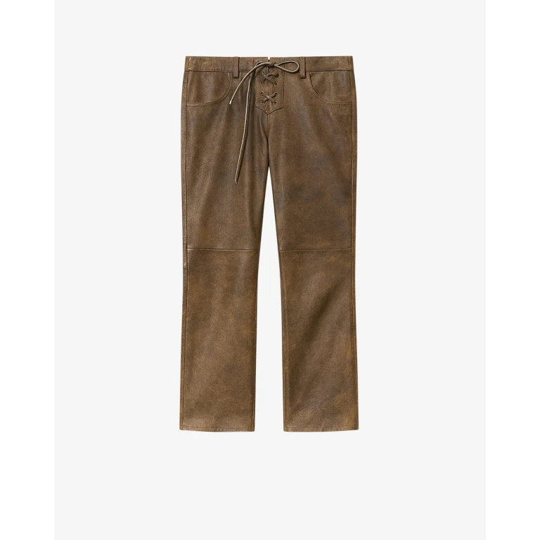 Pantalon Vanel En Cuir D'Agneau - Femme - Marron Vintage - Taille 34 - Isabel Marant