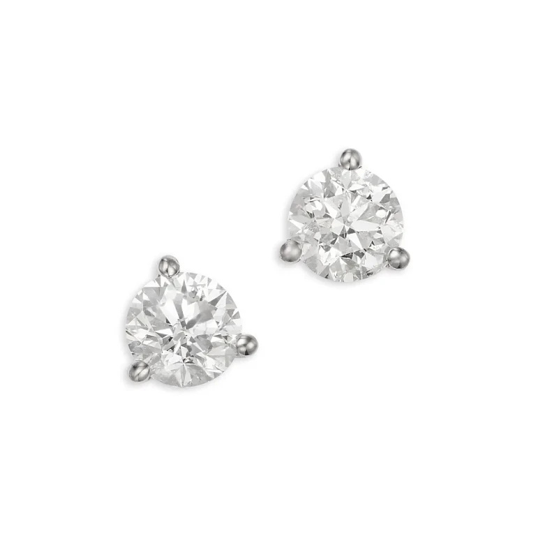 Certified Diamond Martini Set Stud Earrings in 14K White Gold, 1.5 tcw
