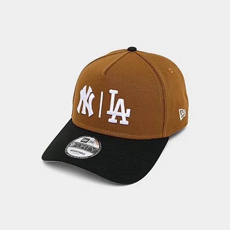 New Era New York Yankees Los Angeles Dodgers MLB 9FORTY A-Frame Snapback Hat in Brown/Black