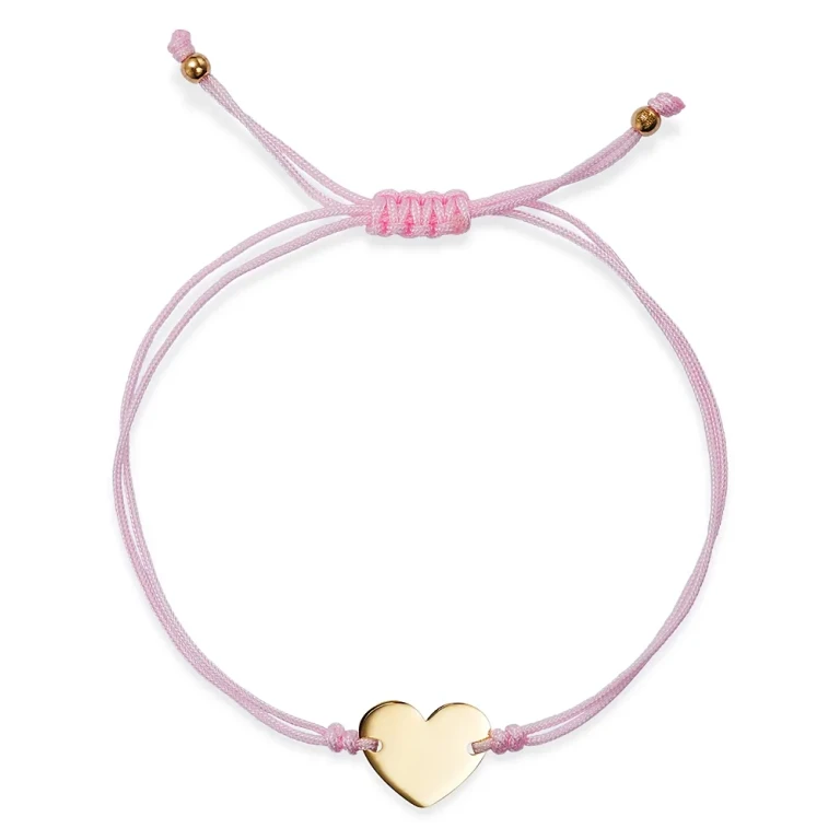 14K Yellow Gold Polished Heart Cord Bolo Bracelet - Exclusive
