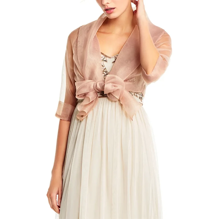 Adrianna Papell Organza Tie Front Wrap Jacket
