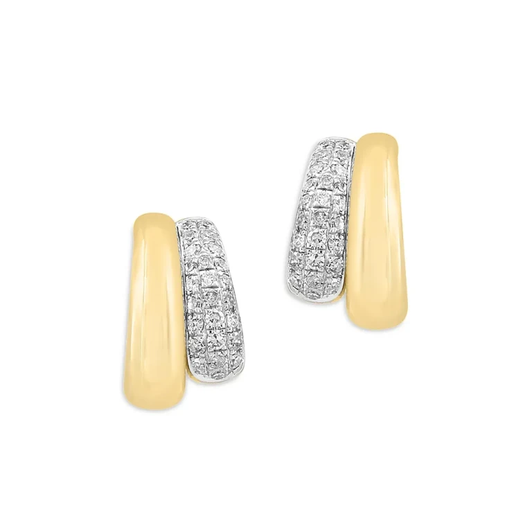 Diamond Huggie Hoop Earrings in 14K Yellow Gold, 0.29 tcw