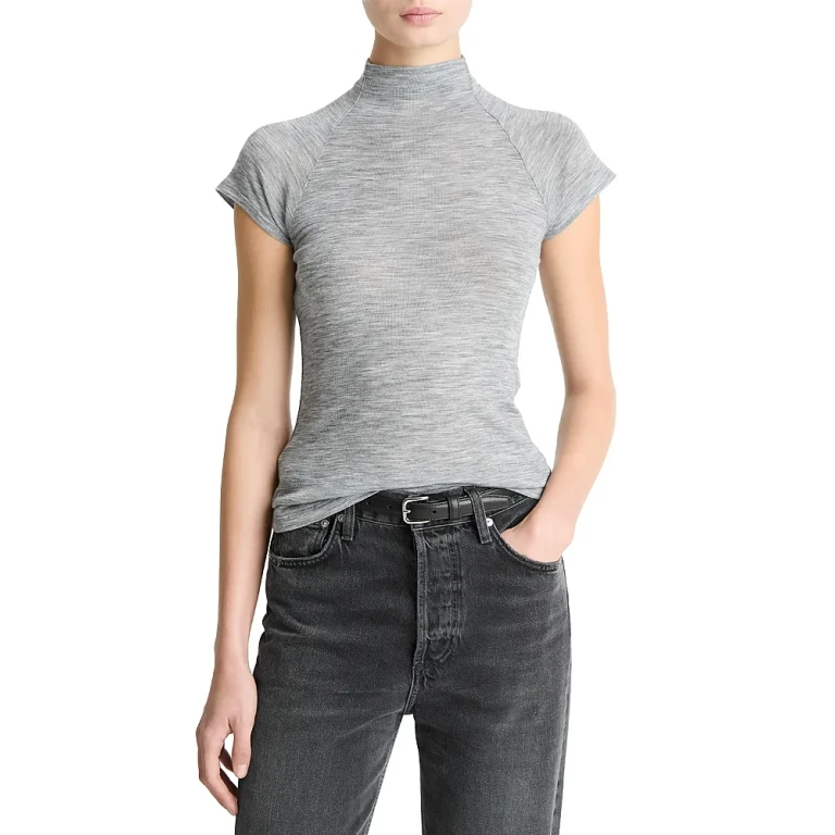 Vince Cap Sleeve Raglan Mock Neck Top