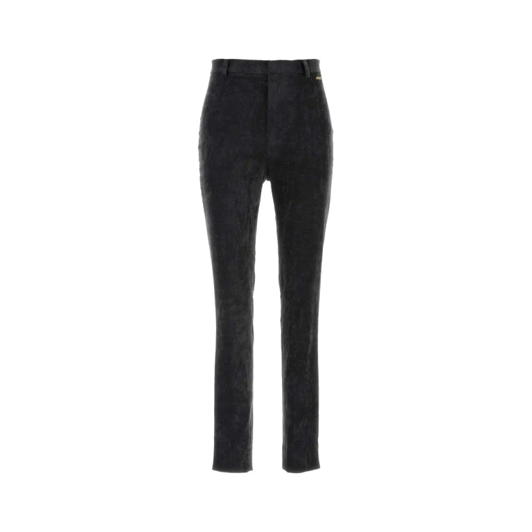 Charcoal Stretch Velvet Pant Deepemeraldgreen Cotton Mix Pantaloni - Women