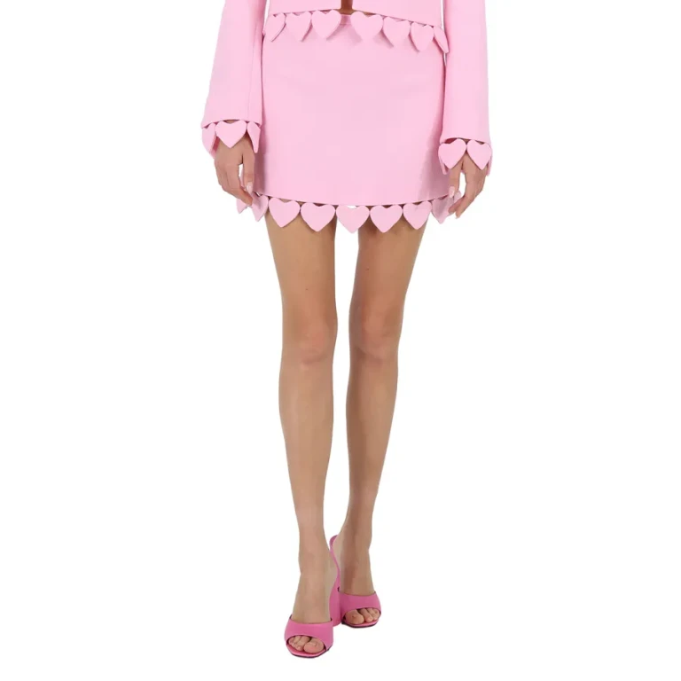 Mach & Mach Ladies Pink Heart-Shaped Crystal-Trim A-Line Skirt