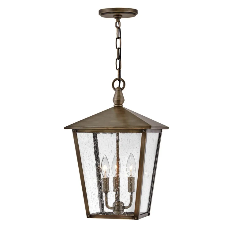 Burnished Bronze LED Hanging Lantern from the Huntersfield Collection
