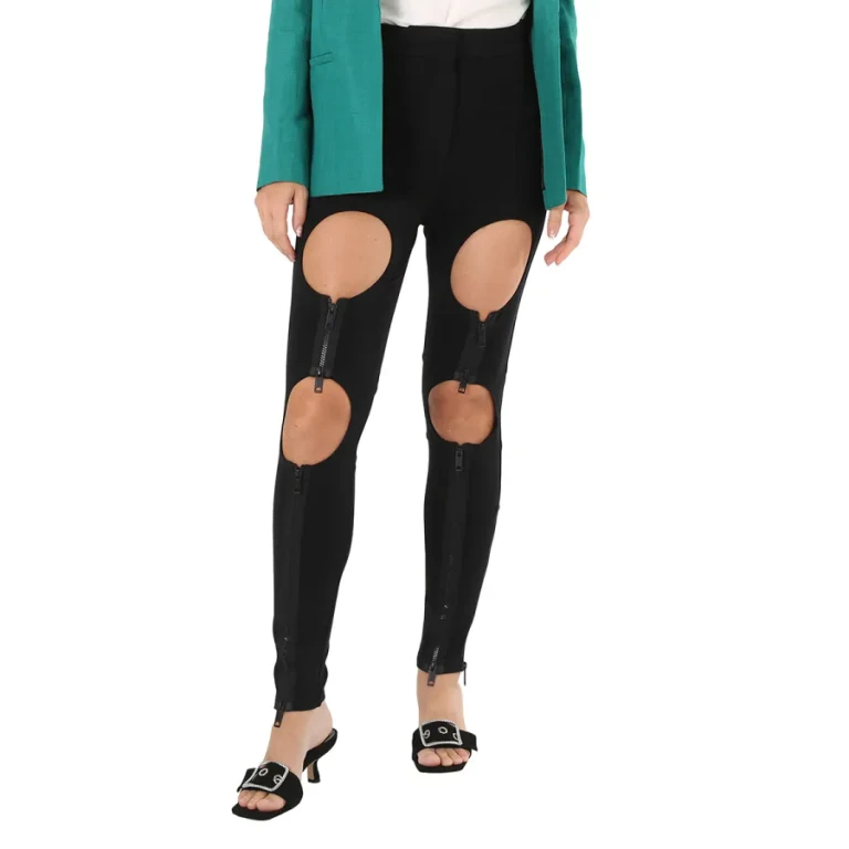 Burberry Ladies Black Cutout Zip-Detail Skinny Jeans
