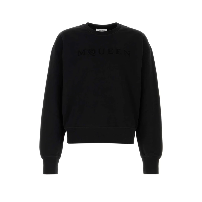 Alexander McQueen 839216qtadu 0548 Blackblack Logo Print Sweatshrt Felpe
