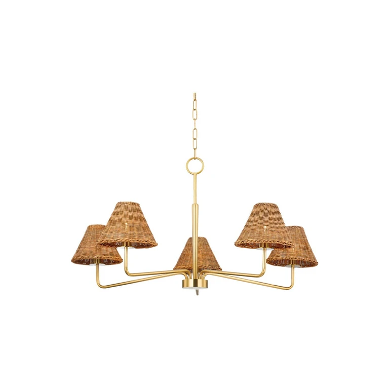 Mitzi Issa 5-Light Chandelier in Aged Brass