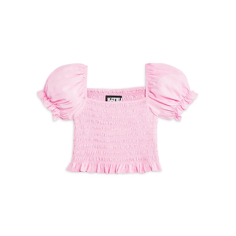 KatieJnyc Girls' Marlee Smocked Floral Puff Sleeve Top - Big Kid