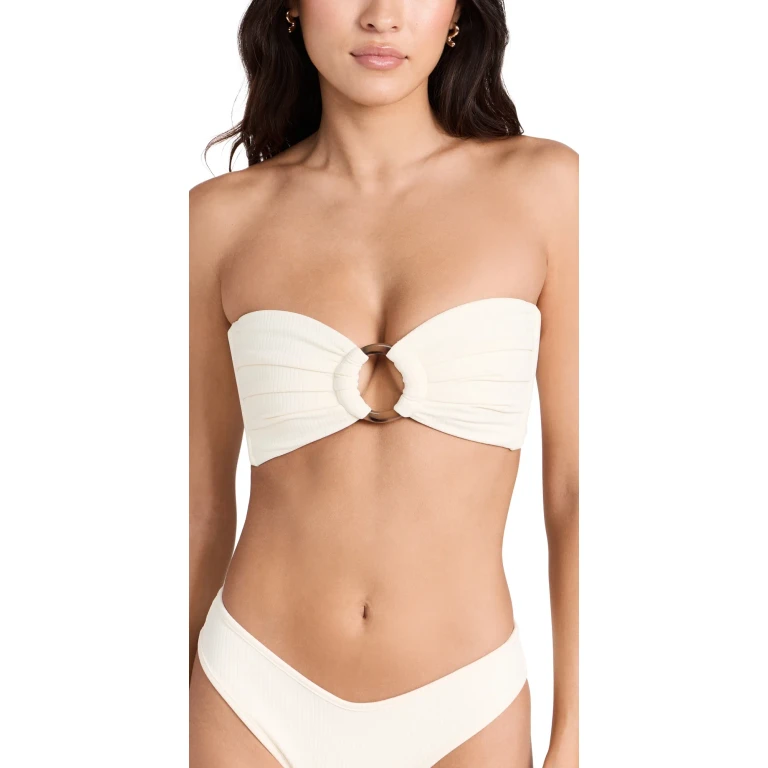 Montce Tori Bandeau Bikini Top Black Rib XL