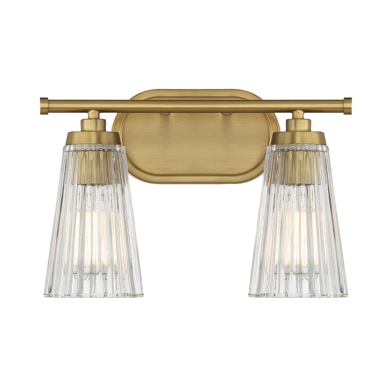 Chantilly 2-Light Bathroom Vanity Light in Warm Brass