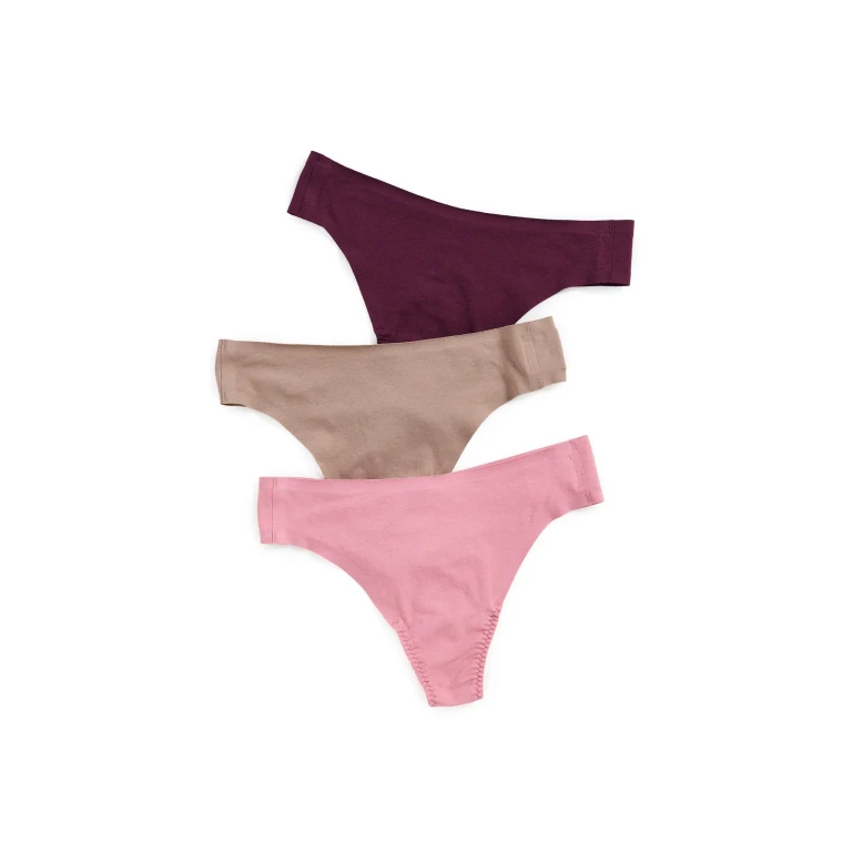 SPANX Fit To You Cotton Thongs 3 Pack Plumberry/Rose/Café Au Lait One Size