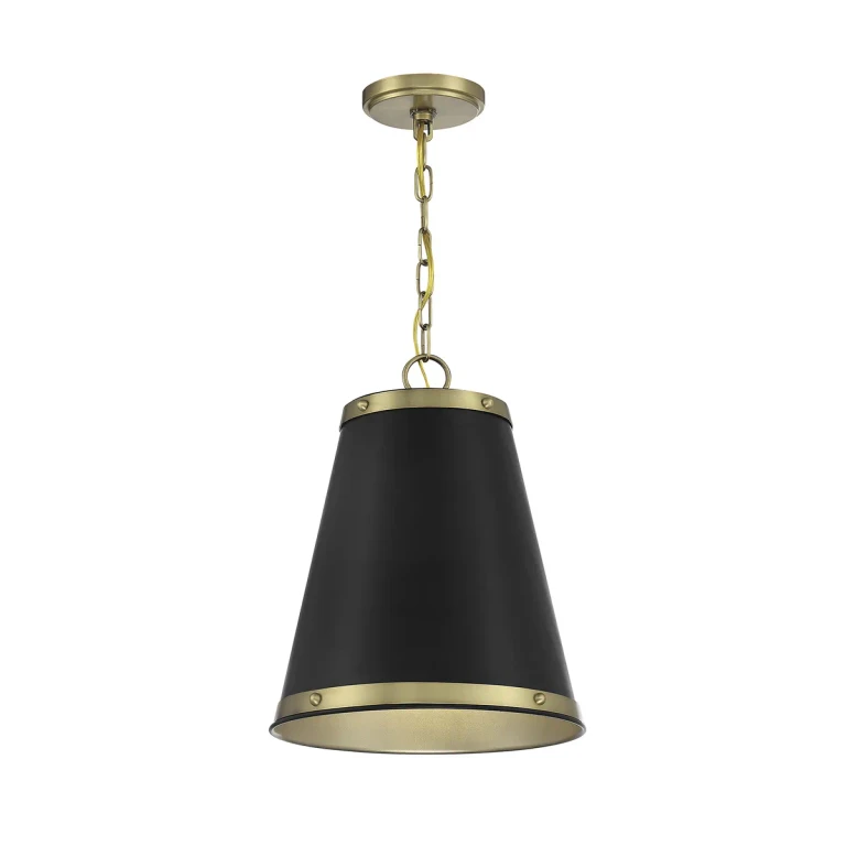 Trade Winds Taryn 1-Light Pendant in Matte Black with Natural Brass - TW7214MBKNB