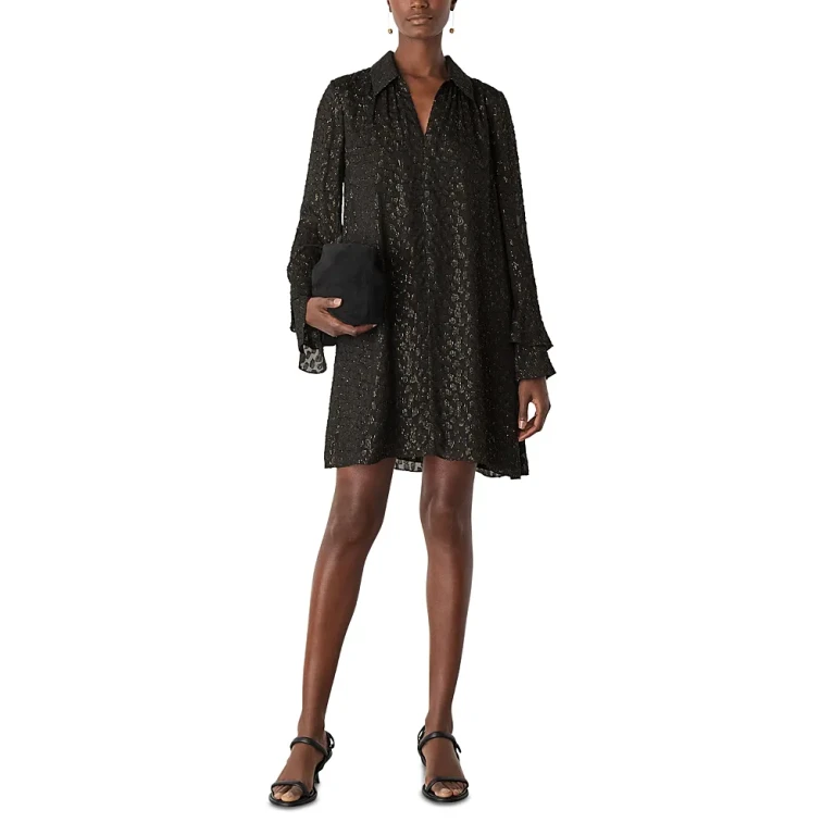 Whistles Metallic Dobby Mini Dress
