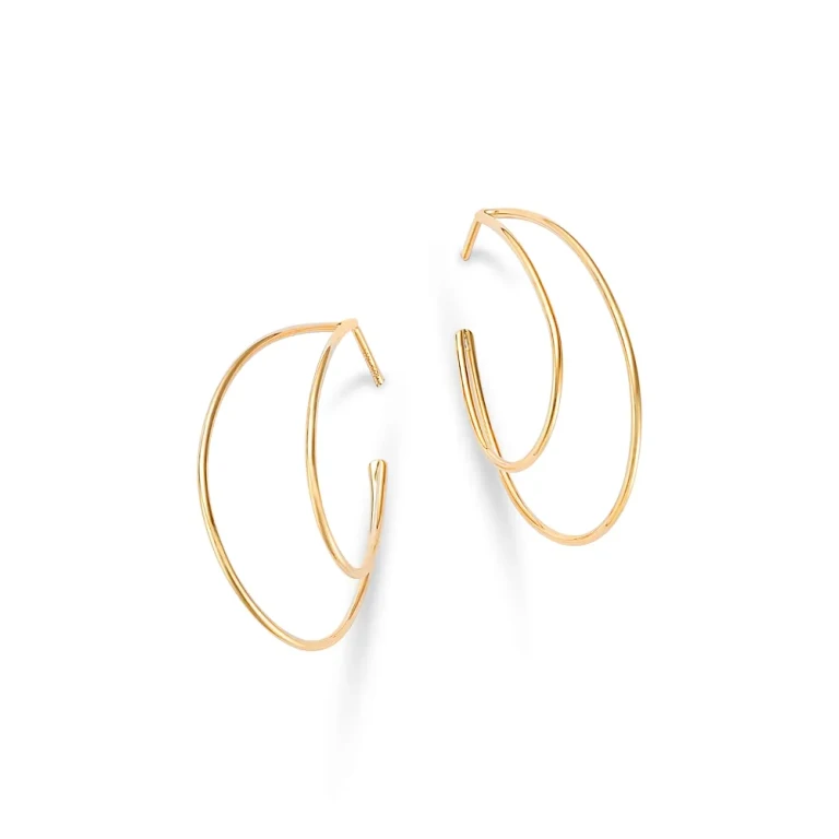 14K Yellow Gold Double Wire Hoop Earrings