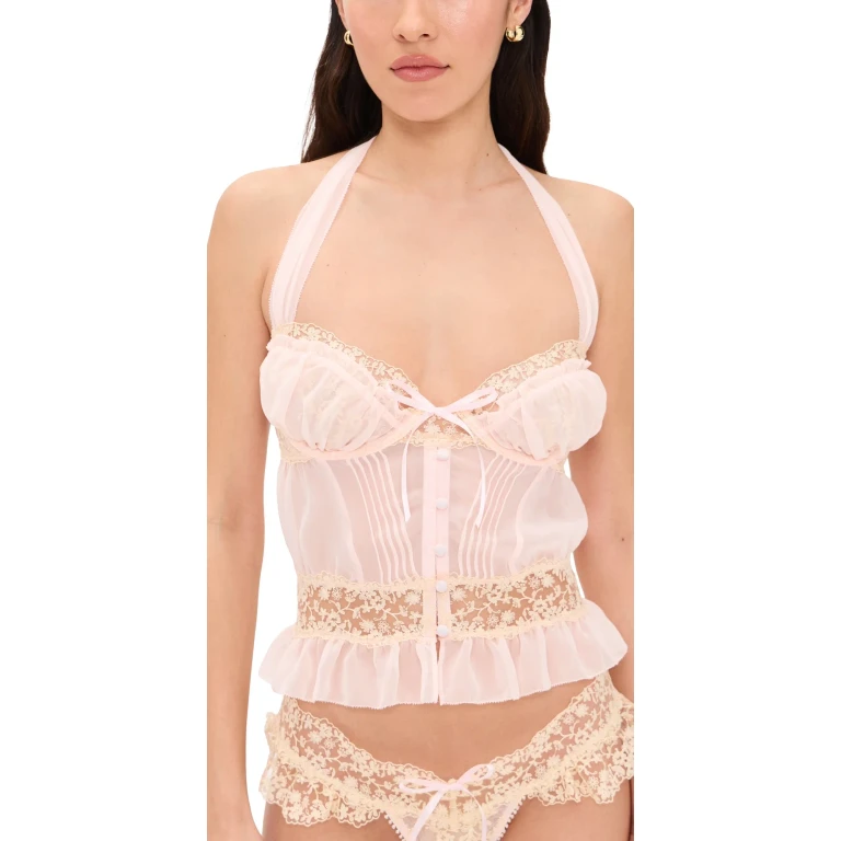 For Love & Lemons Gilded Lace Bustier Natural XL