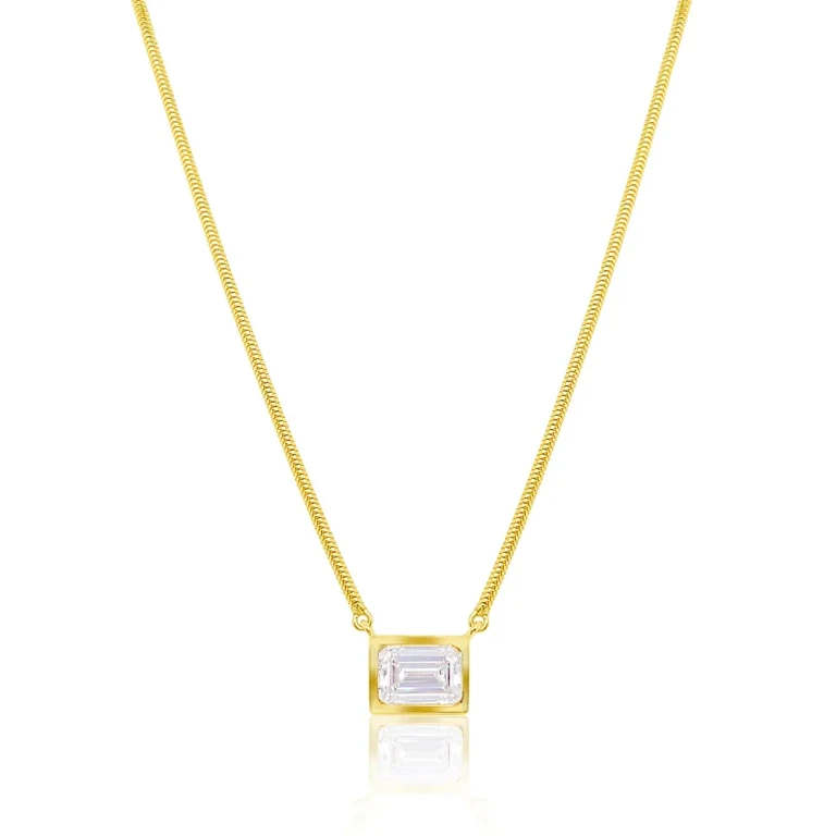 Meira T 14K Yellow Gold Lab Grown Diamond Emerald Cut Pendant Necklace, 16-18