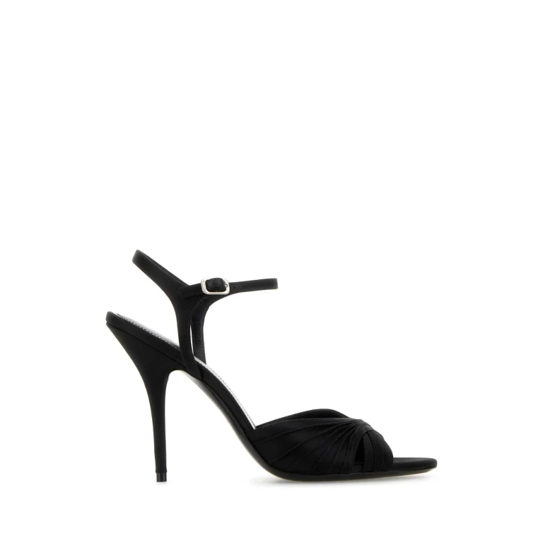 Balenciaga Black Satin Dynastie Sandals