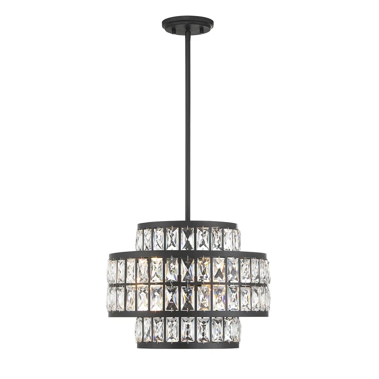 Matte Black Three Light Pendant from the Renzo Collection