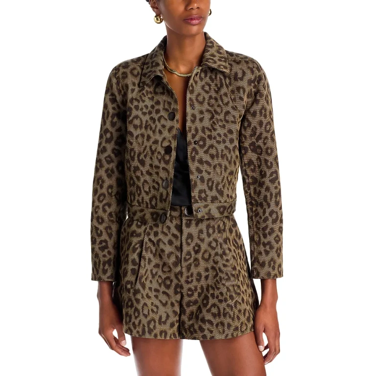 L'Agence Marla Crop Leopard Jacket