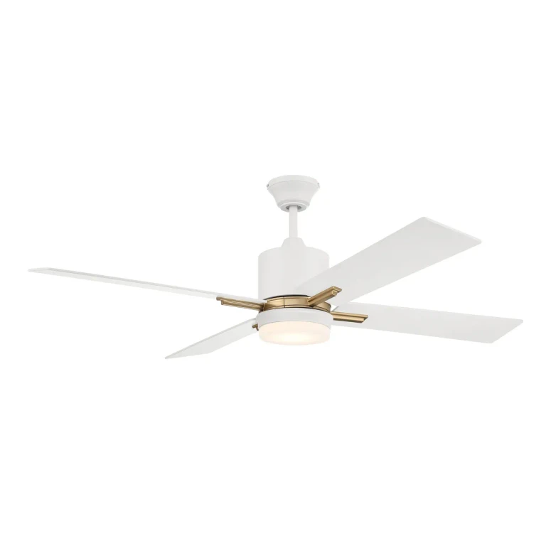 Craftmade Teana 1-Light Ceiling Fan with Blades Included in White with Satin Brass