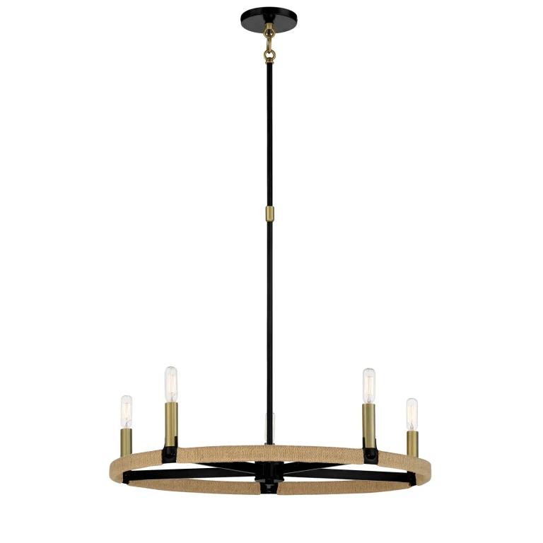 Coal And Soft Brass Chandelier from the Windward Passage Collection