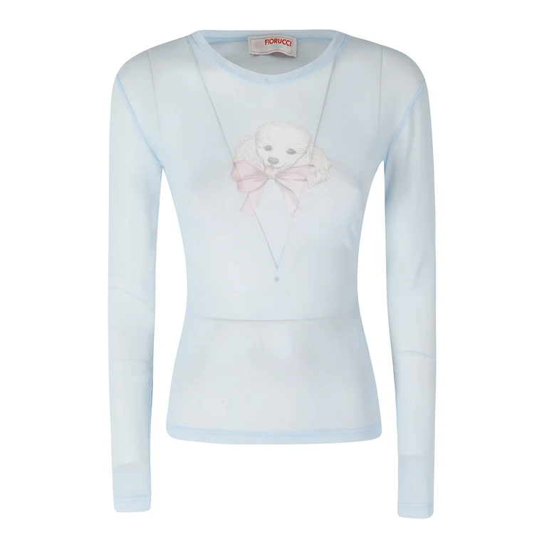 Fiorucci Poodle Tulle Long Sleeve Top Blue Poliammide Elastane - Women