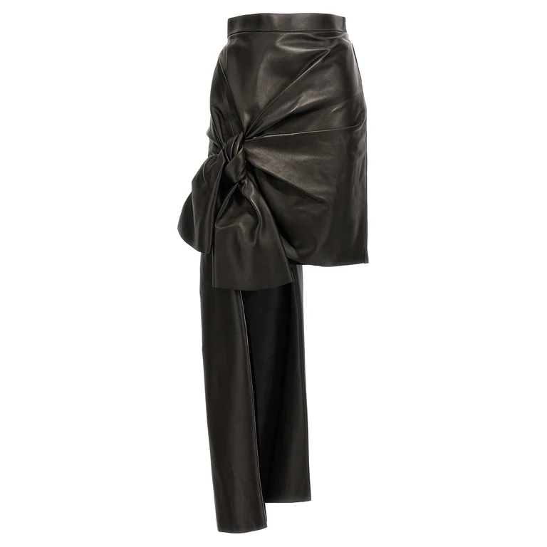 Alexander McQueen Black Lamb Leather Long Skirt - Women