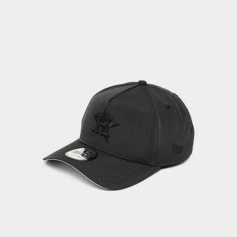New Era Houston Astros MLB 9FORTY A-Frame Nylon Snapback Hat in Black