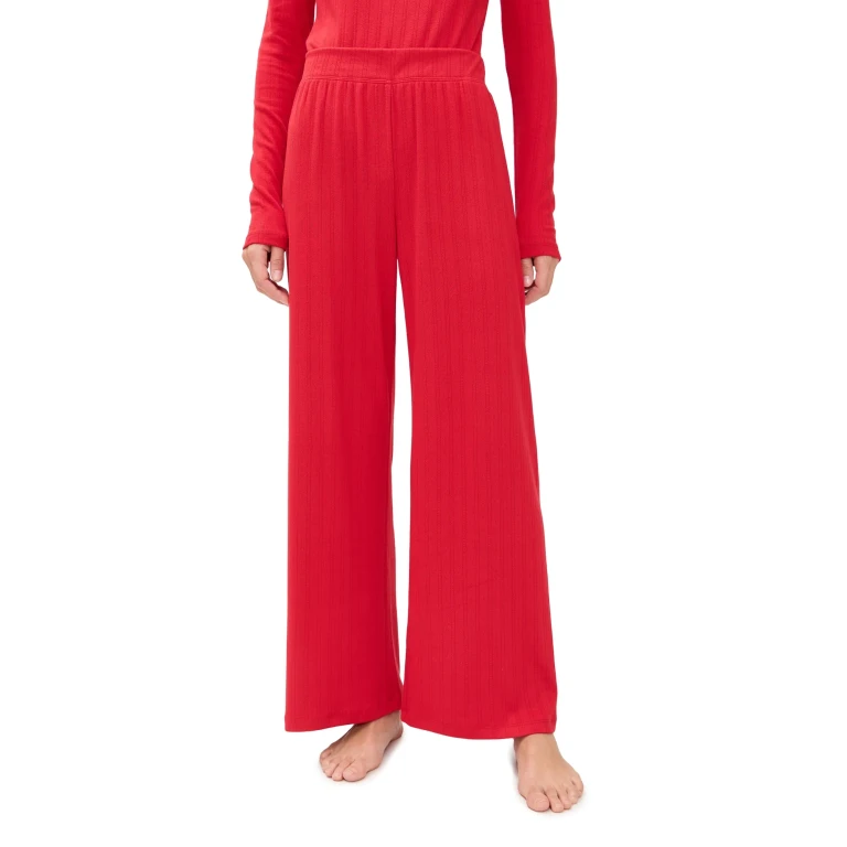 Z Supply Luxe Pointelle Pants Festive Red XS