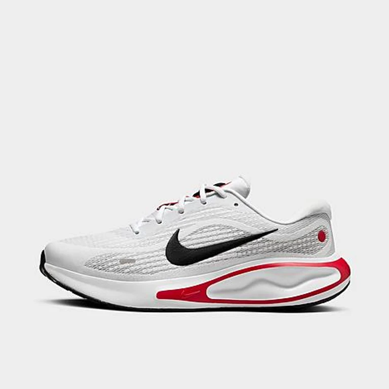 Nike Men's Journey Run Running Shoes in White/Fire Red/Cement Grey Size: 7.5