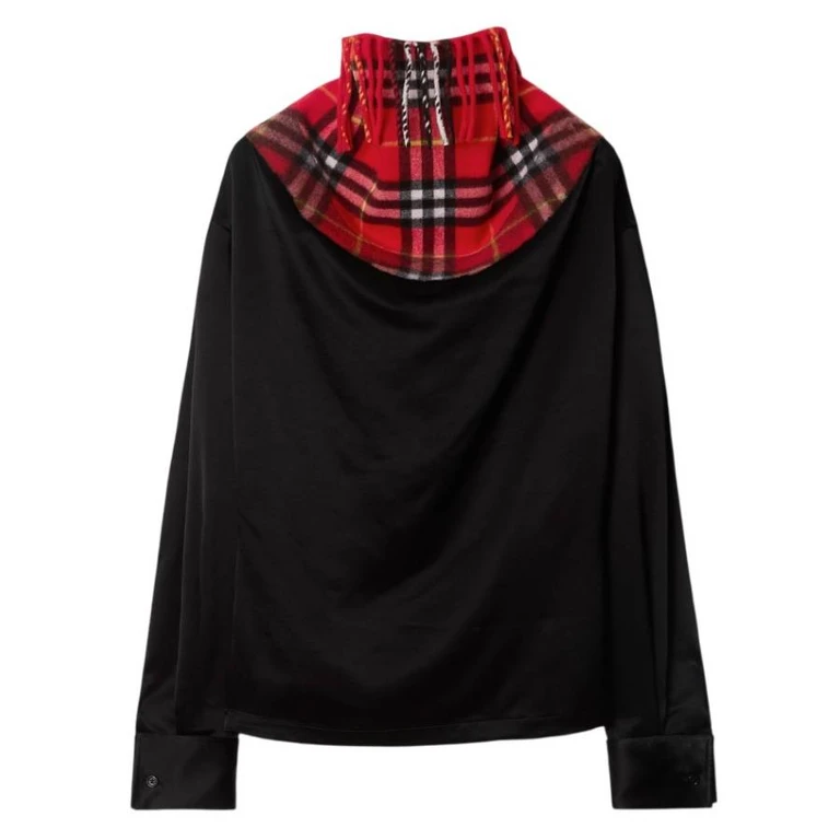 Burberry Long-Sleeved Check Scarf Top