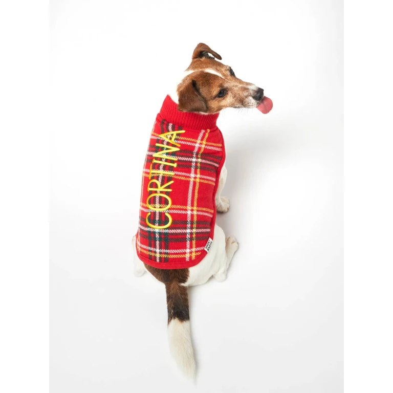 MC2 Saint Barth Dog Sweater With Tartan Print