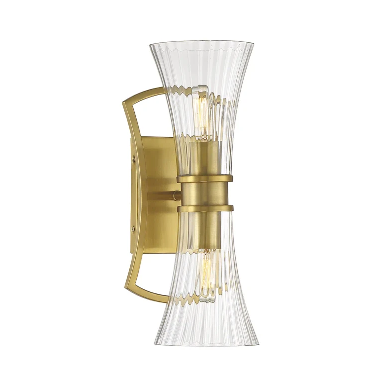 Warm Brass Two Light Wall Sconce from the Bennington Collection