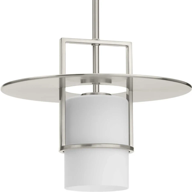 Brushed Nickel One Light Pendant from the Mystic Collection