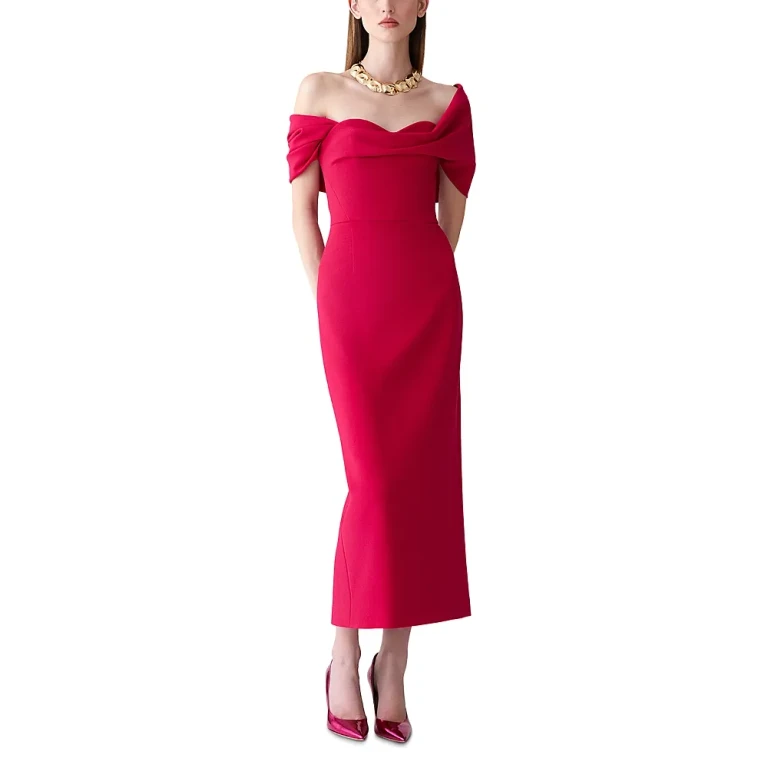 Carolina Herrera Draped Belted Midi Dress