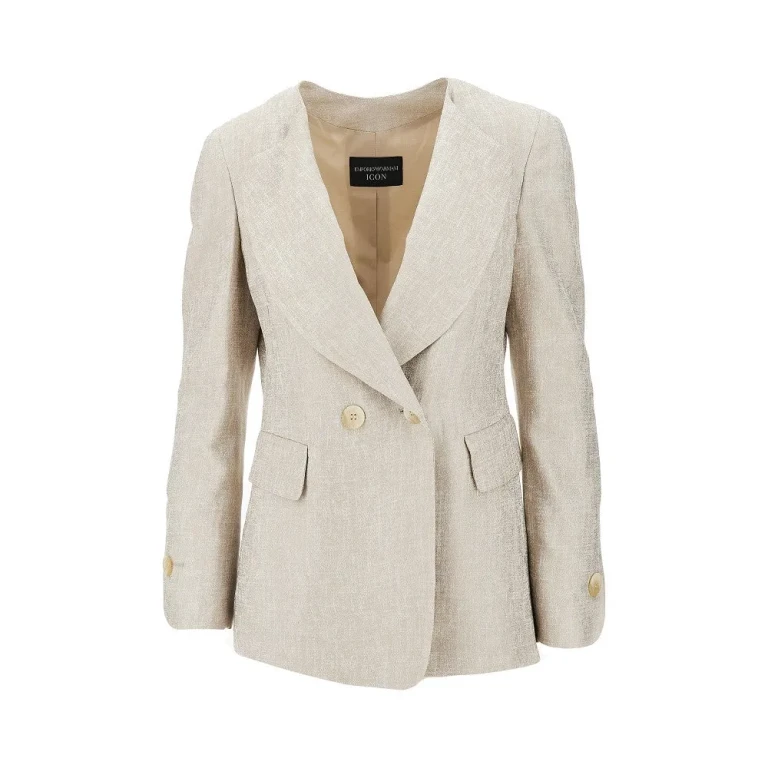 EMPORIO ARMANI ICON laminated viscose double-breasted jacket Woman 40