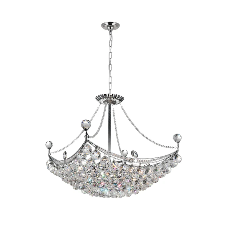 Jasmine 8 Light Down Chandelier with Chrome finish