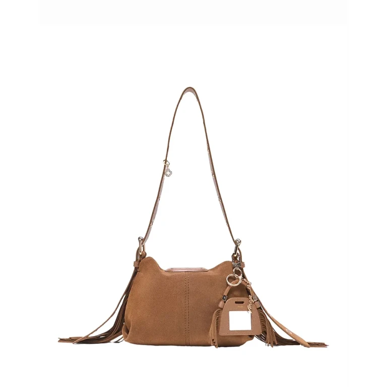 Maje Miss M Fringed Suede Mini Mirror Bag Charm