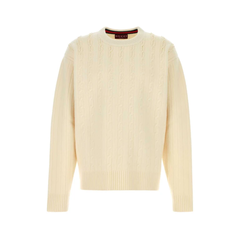 Gucci Ivory Wool Blend Sweater Whitemix Maglieria - Men