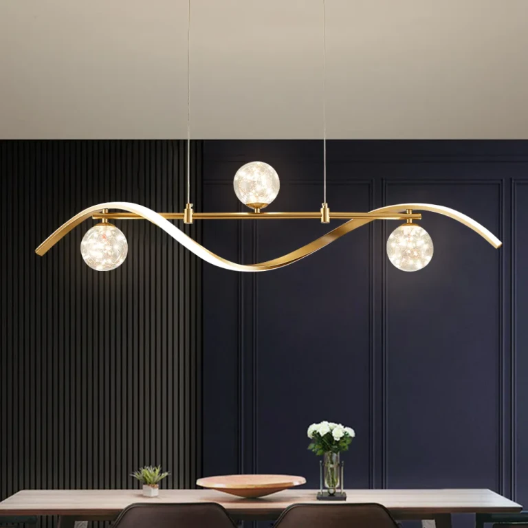 Dimmable Kitchen Island Lighting Gold 4-Light LED Linear Dining Room Light Fixture Over Table Chandelier Island Lights for Kitchen